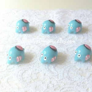 Elephant Resin Flatback Cabochon Blue Animal Scrapbook Supplies - 6 PCS