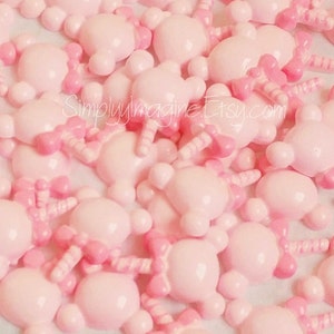 Pink Bear Lollipop Dessert Food Cabochon Resin Flatback - 6 PCS