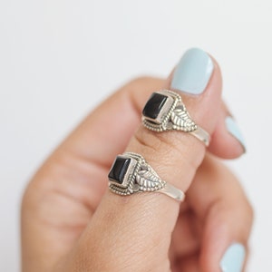 Black Onyx Nature Inspired Ring in Sterling Silver