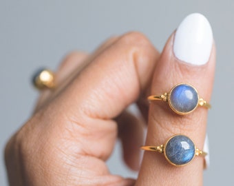Labradorite Ring, Gold Vermeil Ring