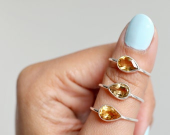 Natural Citrine Ring - Citrine Crystal Ring