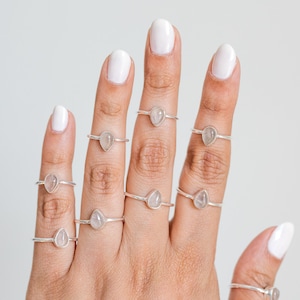 Rose Quartz Ring, Dainty Crystal Ring