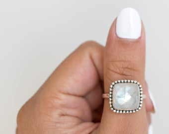 Natural Moonstone Ring in Solid Sterling Silver