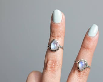 Pear Moonstone Ring, Simple Ring
