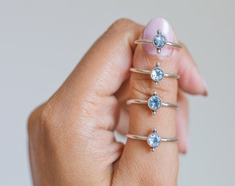 Sky Blue Topaz Ring - Delicate Stone Ring