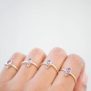 Lavender Crystal Ring, Pear Swarovski Ring