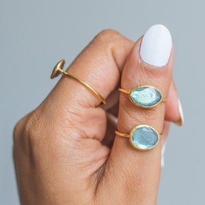 Labradorite Gold Vermeil Ring, Rainbow Labradorite Ring