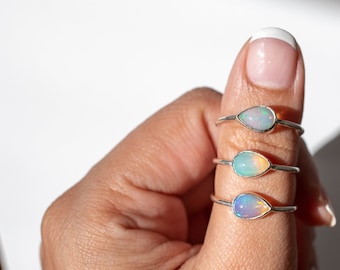 Ethiopian Opal Stacking Ring, October Birthstone Jewelry