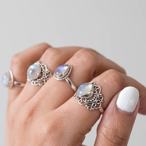 Moonstone Statement Ring, Sterling Silver Rings