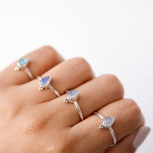 Dainty Moonstone Ring, Delicate Silver Ring
