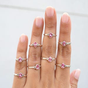 Pink Crystal Ring, Pear Swarovski Ring