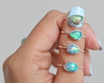 Anello con opale naturale - Anello di fidanzamento con opale etiope
