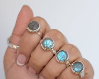Faceted Labradorite Chunky Silver Ring