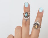 Oval Labradorite Moon Phase Sterling Silver Ring