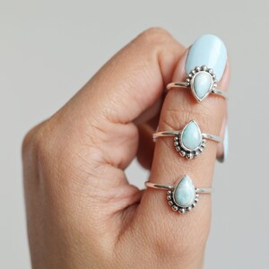 Larimar Cabochon Sterling Silver Ring, Larimar Jewelry