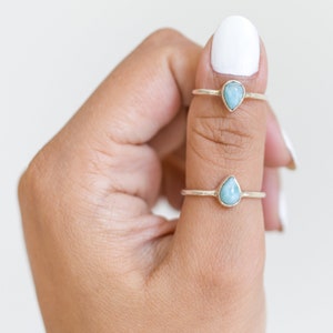 Pear Larimar Sterling Silver Ring