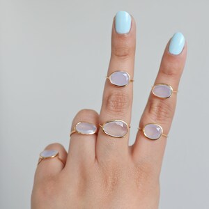 Lavender Chalcedony & Gold Vermeil Ring, Delicate Rings