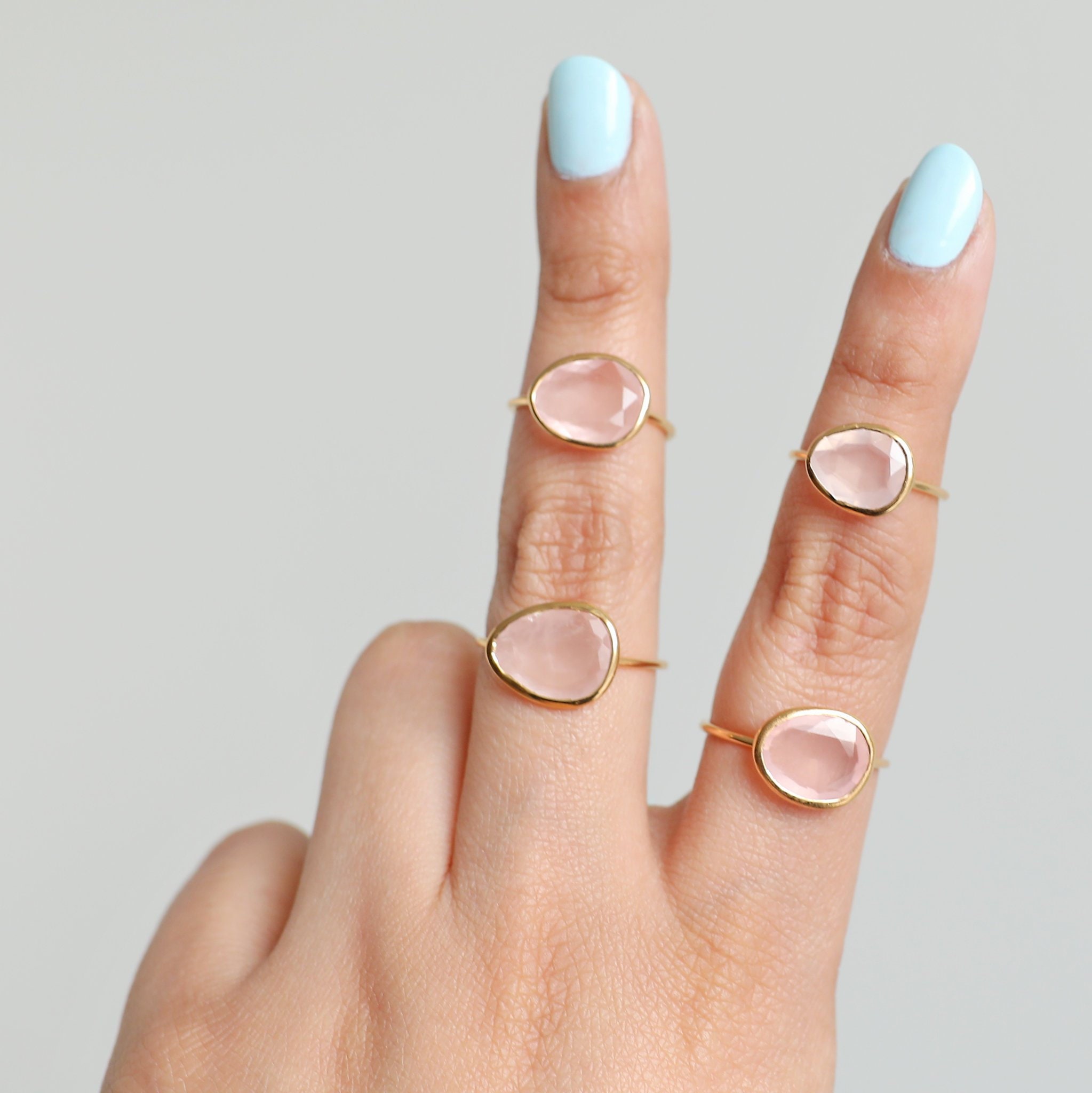 Rose Quartz Crystal & Gold Vermeil Ring, Delicate Rings - Etsy