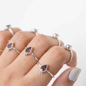 Dainty Garnet Ring, Birthstone Stacking Ring image 5