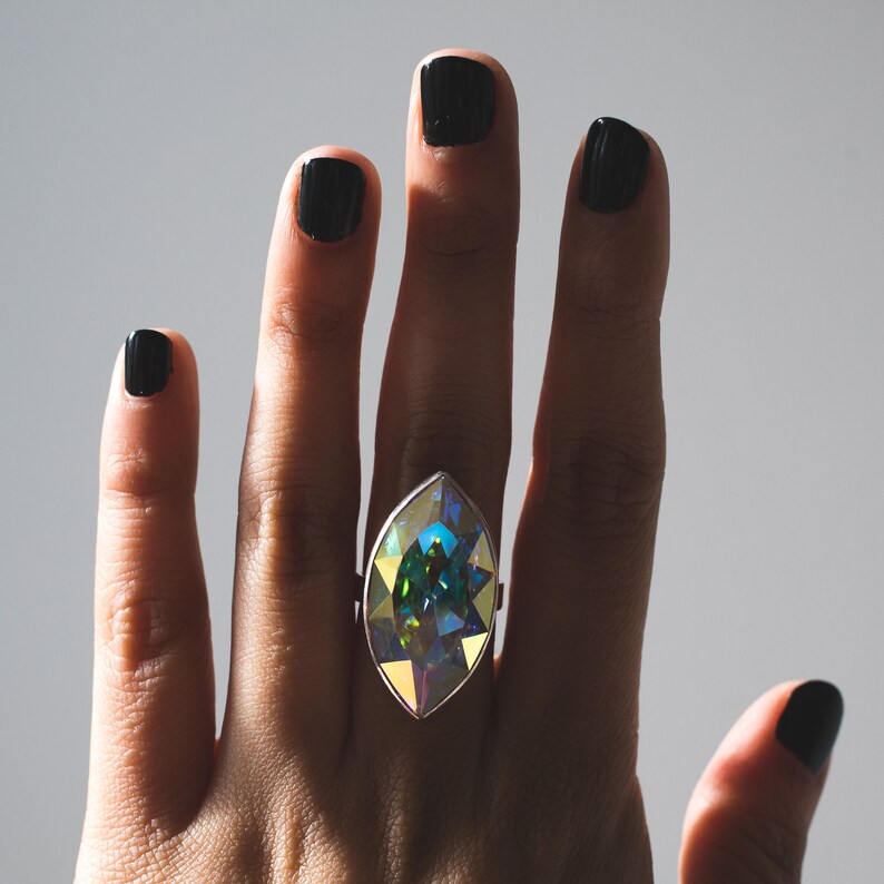 Swarovski Crystal Ring Large Marquise Ring | Etsy