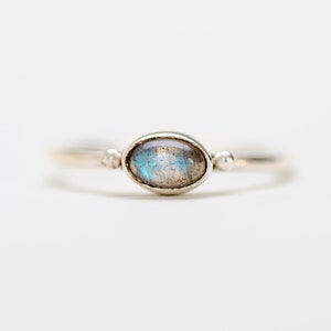 Tiny Labradorite Ring, Everyday Stack Ring