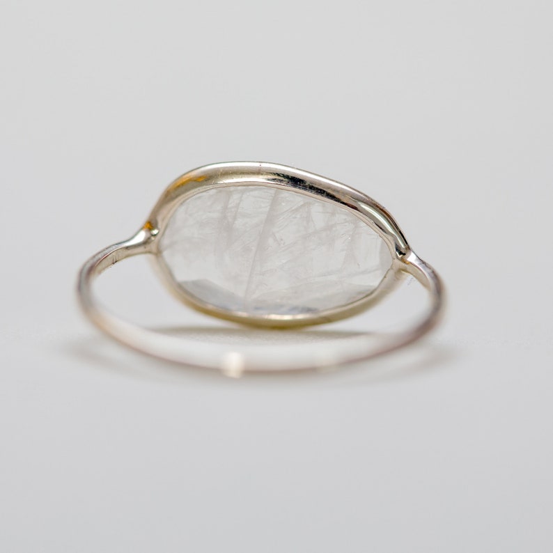 Faceted Moonstone Delicate Silver Ring June Birthstone Ring