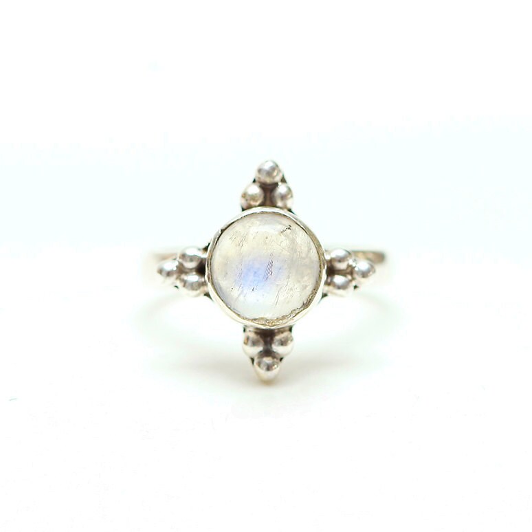 1.75ctw Rainbow Moonstone Ring - 8x8mm Round, .925 Silver Plated, Size 10 - View #9