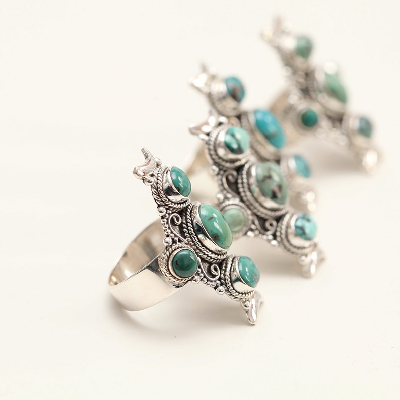 Genuine Turquoise Statement Ring Silver Turquoise Ring - Etsy