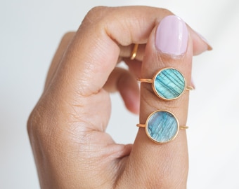Handmade Labradorite Ring, Gold Vermeil Ring
