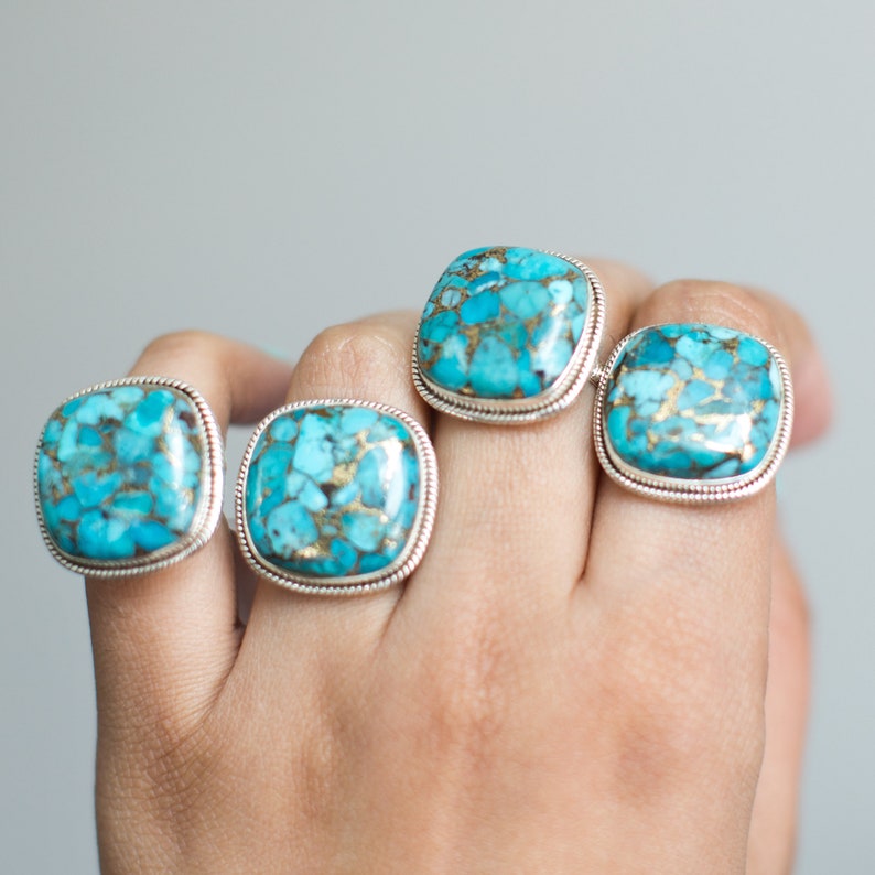 Chunky Turquoise Ring Copper Turquoise Jewelry - Etsy