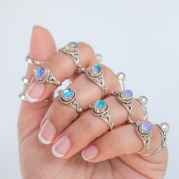 Buy Angel Aura Quartz Ring in 925 Sterling Silver Boho Marquise Angel Aura  Ring Rainbow Gemstone Ring for Women Promise Ring Handmade Gift Ring Online  in India - Etsy