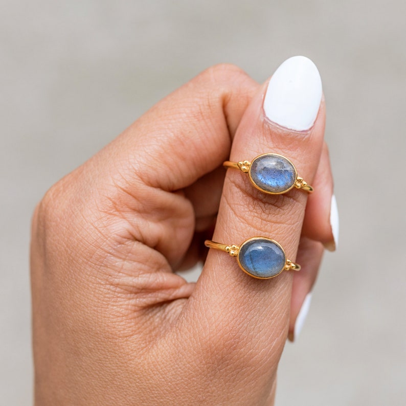 Oval Labradorite Ring Gold Vermeil Ring | Etsy