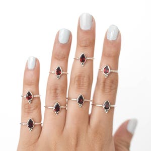 Dainty Garnet Ring, Birthstone Stacking Ring image 4