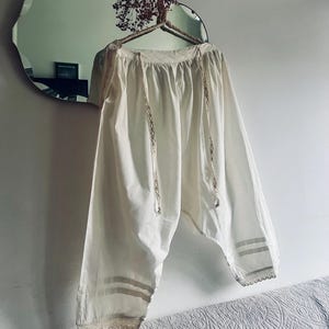 Vintage Bloomers: Handmade Cotton PJs w/ Lace Trim Victorian Charm | Victorian Edwardian Style Bloomers | Lace Pantaloons | PJ lace bloomers