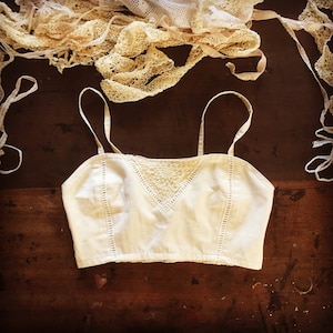 Women's Lingerie Set, Unbleached Organic Cotton, Lace Bralette, Womens Bloomers, Vintage Bloomers, Victorian Bloomers, Victorian Lingerie, image 5