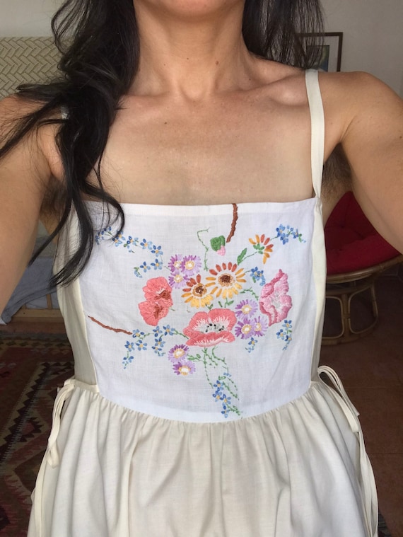 Embroidered Pinafore Dress: Antique Cloth, ORGANIC Cotton Tunic Embroidered Pinafore Dress: Antique Cloth, ORGANIC Cotton Tunic