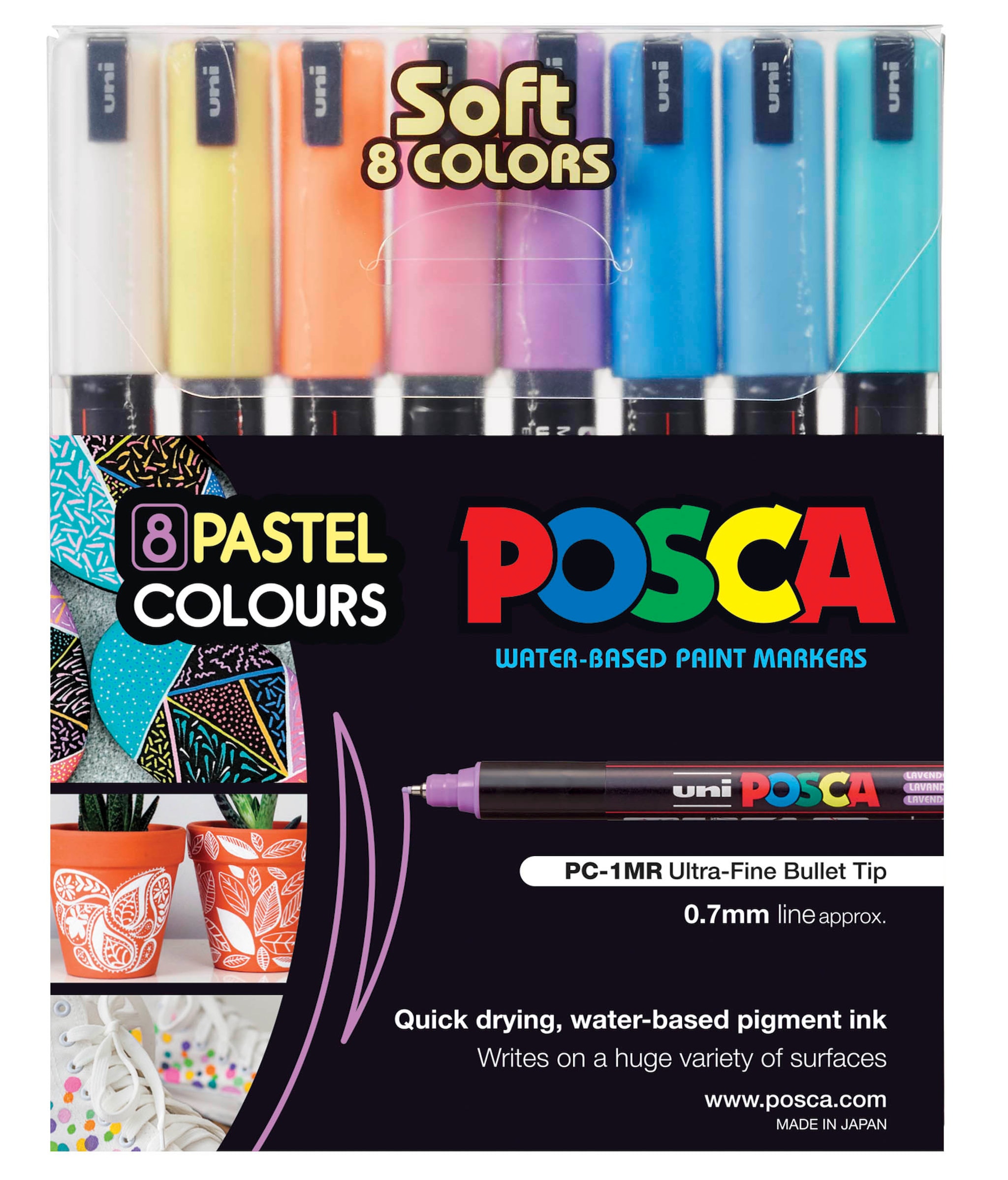 Paint Marker Soft Pastel Colors Set of 8, Medium Tip