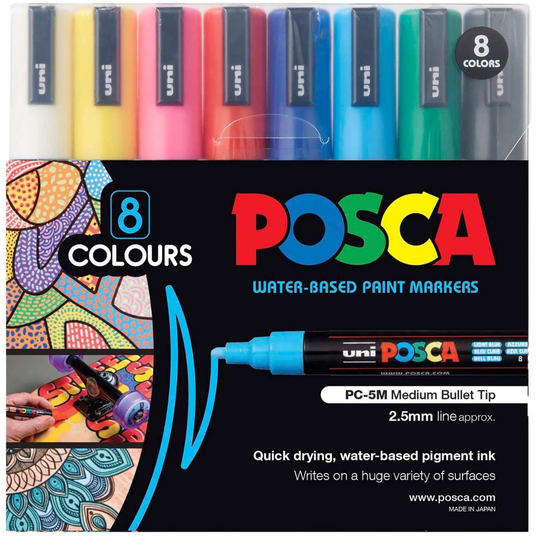 Posca Paint Pens 8 Pen Set Fun Colours Great Starter Set 