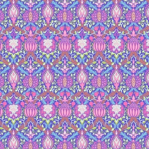 Kaffe x Morris & Co FreeSpirit  - GRANADA PURPLE - PWKW008.PURPLE - per half metre - William Morris Fassett - quilt fabric blue pink floral