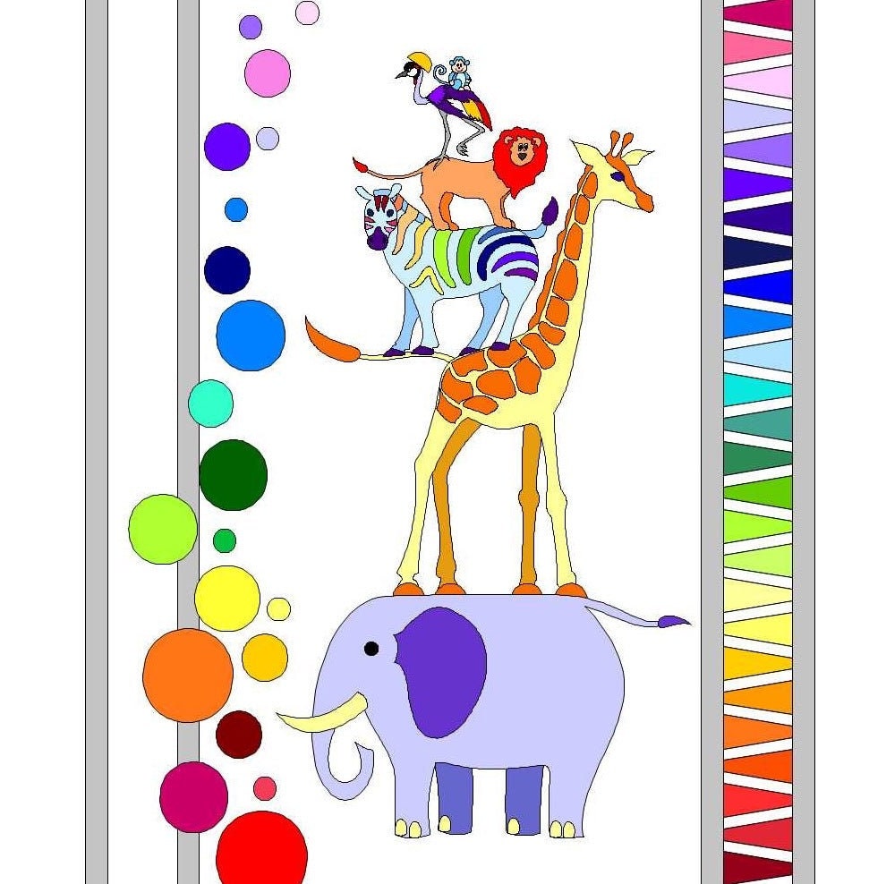 Safari Slumbers - Quilt Pattern with African Zoo animal friends - great applique childs or babies quilt. Children and kids love bright fun!