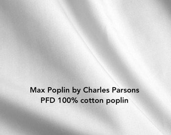 Max Poplin - white - 100% cotton - perfect for dying & fabric painting
