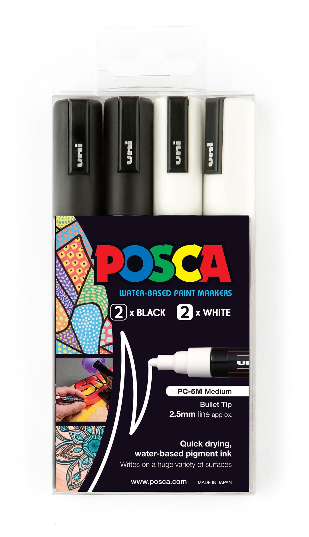 uni POSCA Blanco 3 tamaños de puntos diferentes por paquete PC