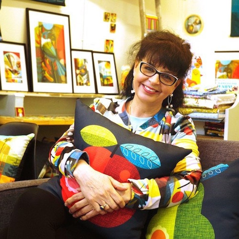 Land and Sea Fabric Panel With Birds, Whales & Animals by Ellen