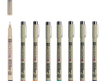 Pigma Micron artist colored pen sets by Sakura - Fine point quality drawing pen sets - two sizes 01 and 05