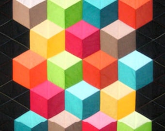 Baby Blocks Quilt Pattern – 3D Geometric Design (PDF Pattern) no Y seams