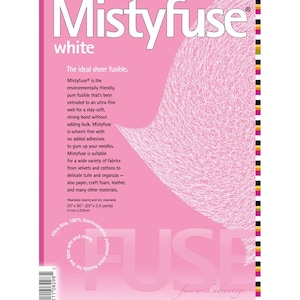 Misty Fuse sheer fusible web - iron on interfacing - for applique, collage and textile art - fine enough for sheer and silk fabrics White 20”x 2.5 yd pack
