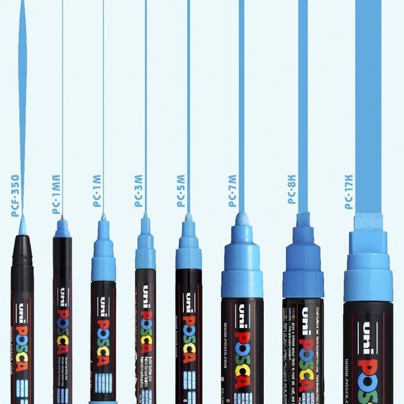 Posca Black Full Set of 7 Pens pc-17k, Pc-8k, Pc-5m, Pc-3m, Pc-1m, Pc-1mr,  Pcf-350 -  Denmark