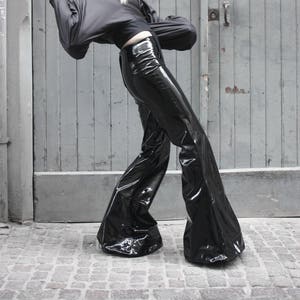 vinyl pants - pvc bell-bottom pants with medium waist facing and long zip on the back - MADE TO ORDER