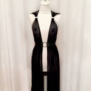 Long Black Draped Dress With Hood Fishnet Fabric Faux - Etsy