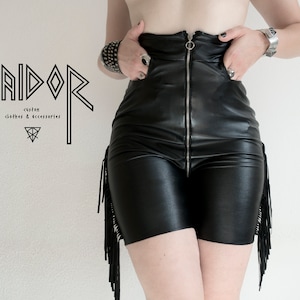 Rebecca Rebelle for RaidoR - tight shorts leggings - faux leather with fringes - push up - made to order